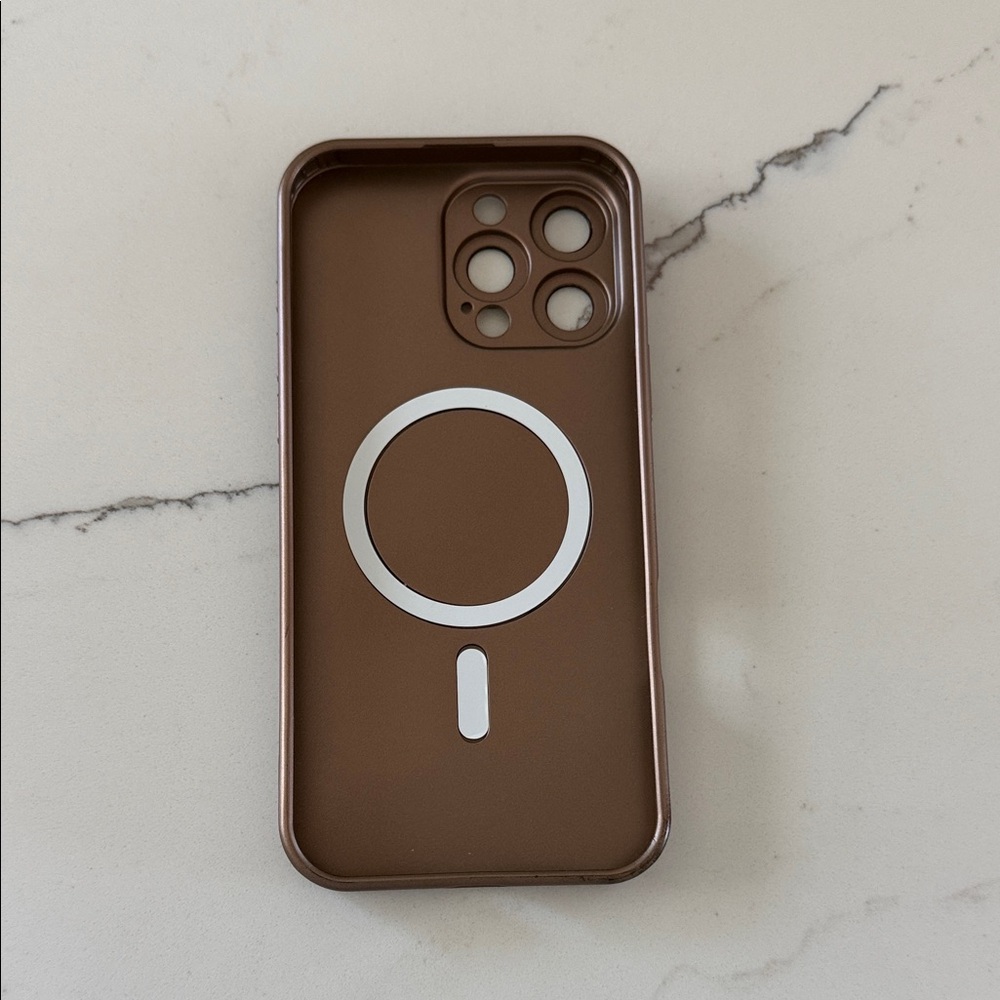 Brown/Copper Phone Case with MagSafe Compatibility. Flexible but sturdy.